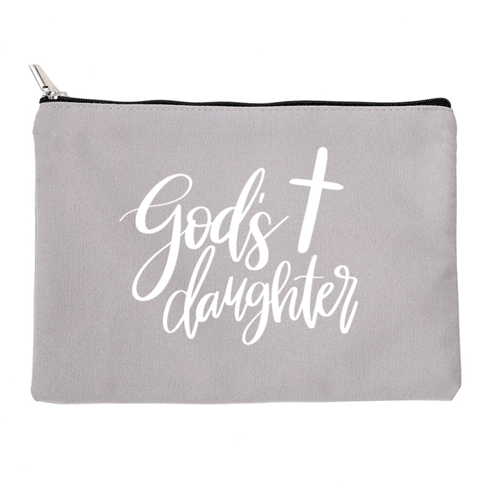 Miłość jezus kosmetyczki torba dla kobiet rozmiar podróży makijaż torebka na suwak torebka płótno ołówek szminka torba mój bóg Christian: W17150-TBGY-D