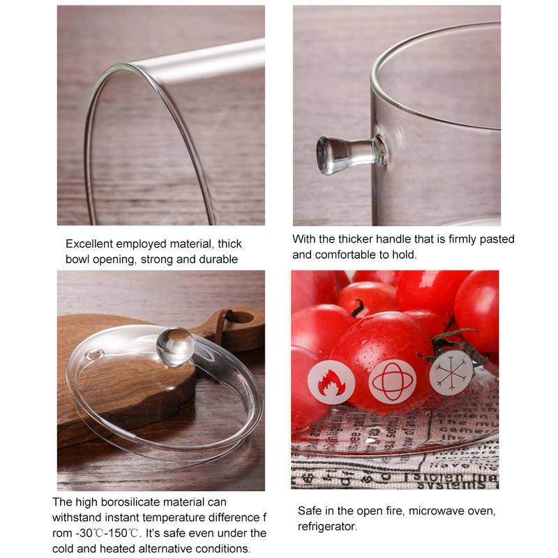 1500 ml Hoge Borosilicaatglas Fornuis Elektrische Keramische Kookplaat Verwarming Glazen Kom Met Deksel Glazen Instant Noodle Kom