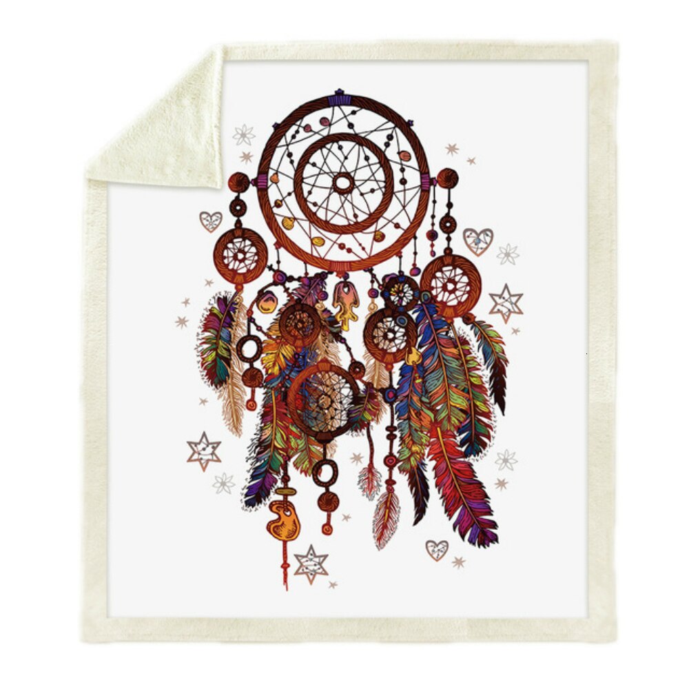 Throw Blanket 3D Printed Dream Catcher Velvet Plush Sofa Blanket Soft Sherpa Fleece Bedspread Microfiber Couch Cover Warm Manta