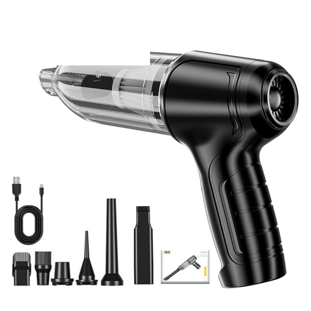 Suitu Car Mounted Vacuum Cleaner, Wireless Home and Car Dual-purpose Dry and Wet Vacuum Cleaner, High-power Portable Handheld VA: black