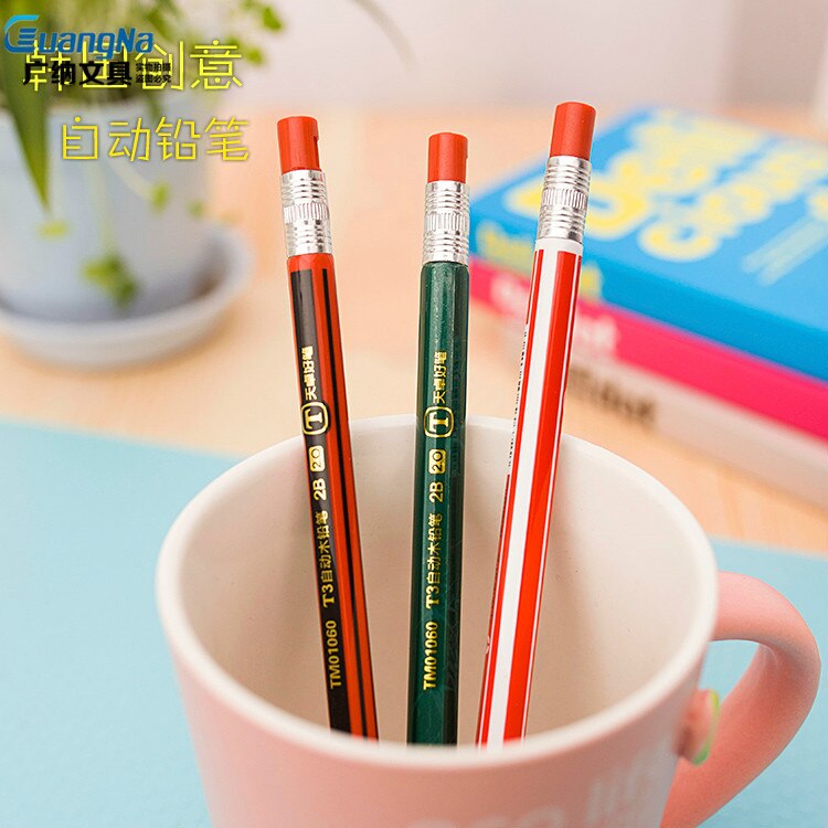 1 pcs Best 2.0 mm 2B Lead Holder Wooden Click type Mechanical Drafting Drawing Pencil with a sharpener