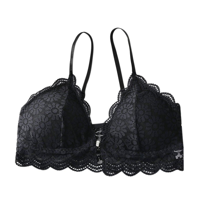 Sexy Lingerie Vrouwen Sexy Kant Sport Bloemen Ondergoed Brasserie Sport Dames Push-Up Bh Zonder Stalen Ring: Black