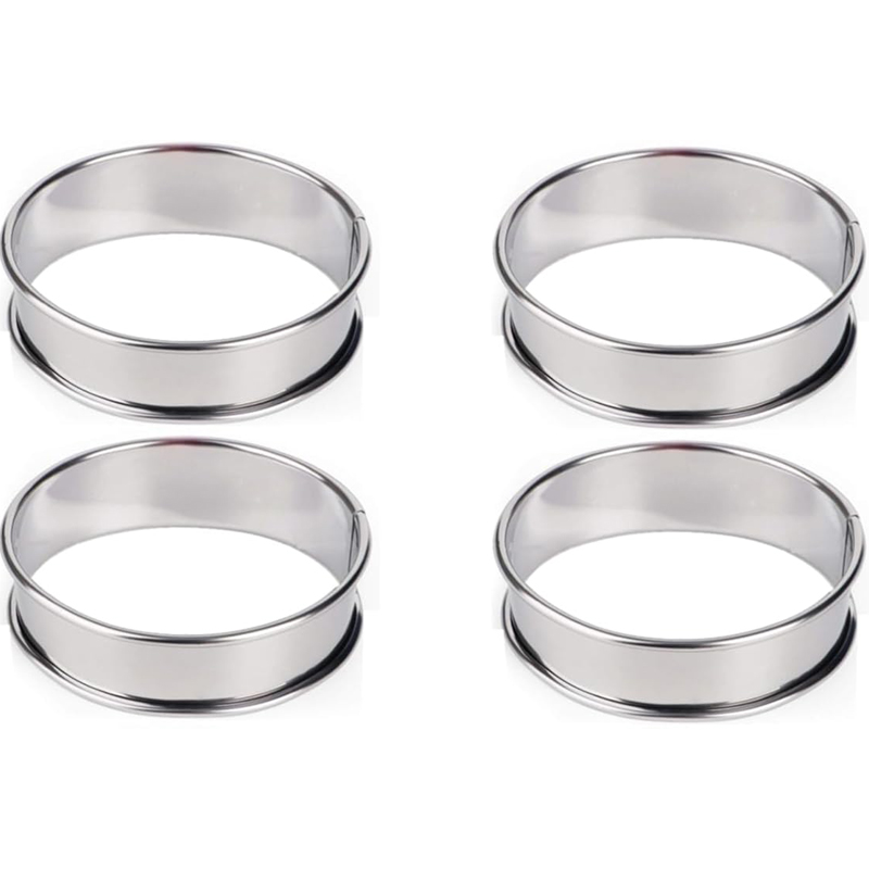 Ensemble d'anneaux ronds en acier inoxydable pour tarte aux muffins, moule à gâteau, anneau à mousse aux œufs, double anneau roulé, outil de cuisson bricolage, 8 cm, 10cm, 2 pièces, 4/6 pièces: Clair