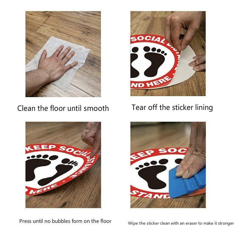 Keep Your Distance Safety Floor Sign Social Distance Circular Floor Sticker Anti Slip Mat