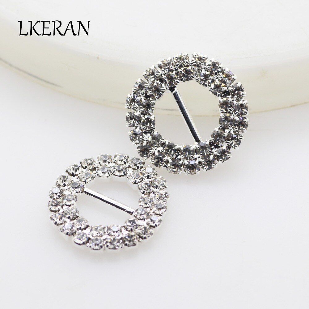 Boucles rondes en strass avec glissière en cristal, 10 pièces 20mm, Mini-rangée de strass (Pole10mm), bricolage manuel, accessoires de ruban de cheveux