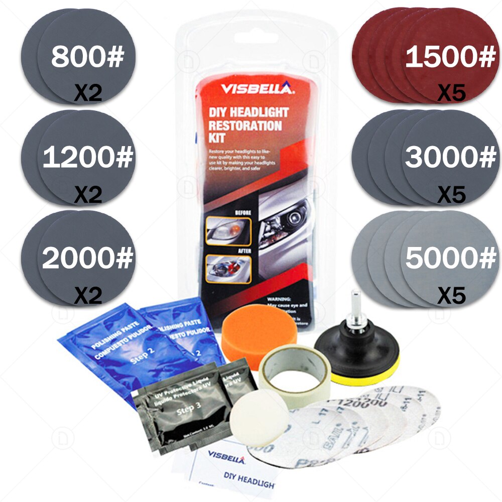 DIY Vehicle Headlight Restoration Kit Headlight Restore Cleaner With UV Protection Car Light Polisher Polishing Kit: 3