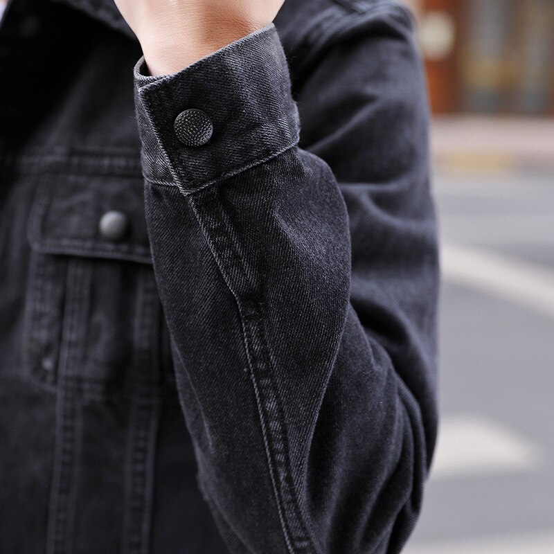 Spring autumn teenagers Slim tooling denim jacket plus size denim jacket men\'s gown Korean style tops street coat