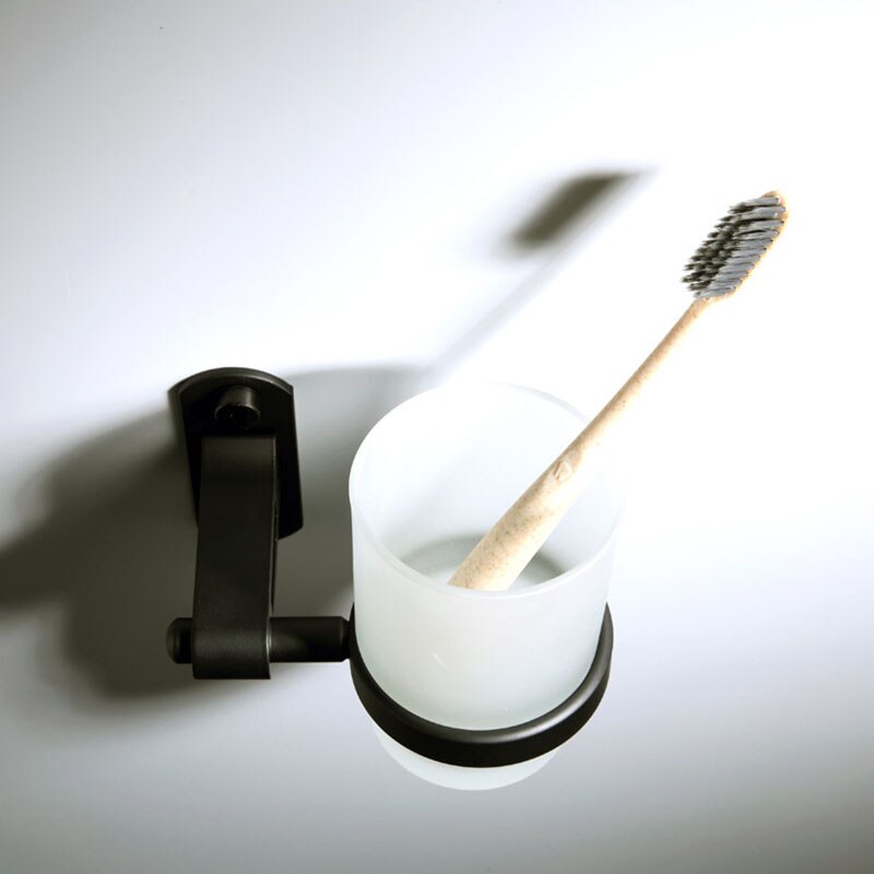 Porte-gobelet simple noir porte-gobelets mural verre porte-Brosse à dents salle de bain Support pour tasses étagère Support Brosse A Dent