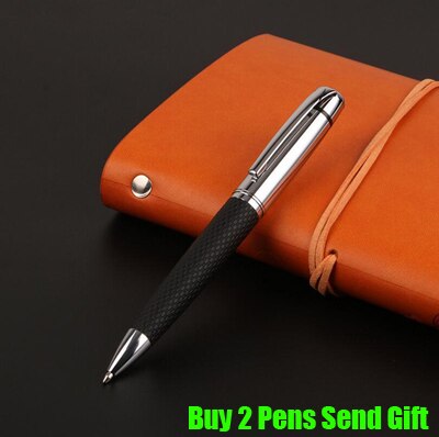 Luxury Brand Metal Ballpoint Pen PU Leather Smooth Writing Signature Pen Buy 2 Pens Send: Black