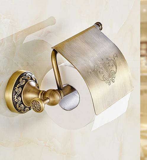Antique Brushed Brass Bathroom Accessories Sets European Carving Bronze Bathroom Hardware Set Bathroom Products Rw2: paper holder