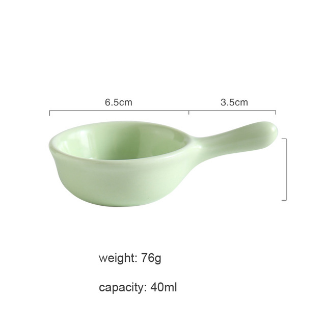 Plato pequeño y bonito de cerámica y porcelana NIMITIME con asa: Verde