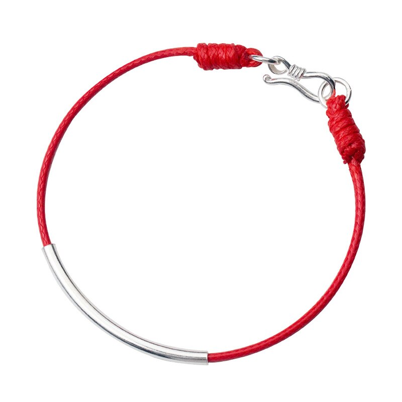 AIFENAO-pulsera de plata de ley 925 auténtica para hombre y mujer, brazalete de hilo rojo de la suerte para hombre y mujer, cadena de cuerda negra, joyería de , para niña: Red Rope Bracelet / 16 cm