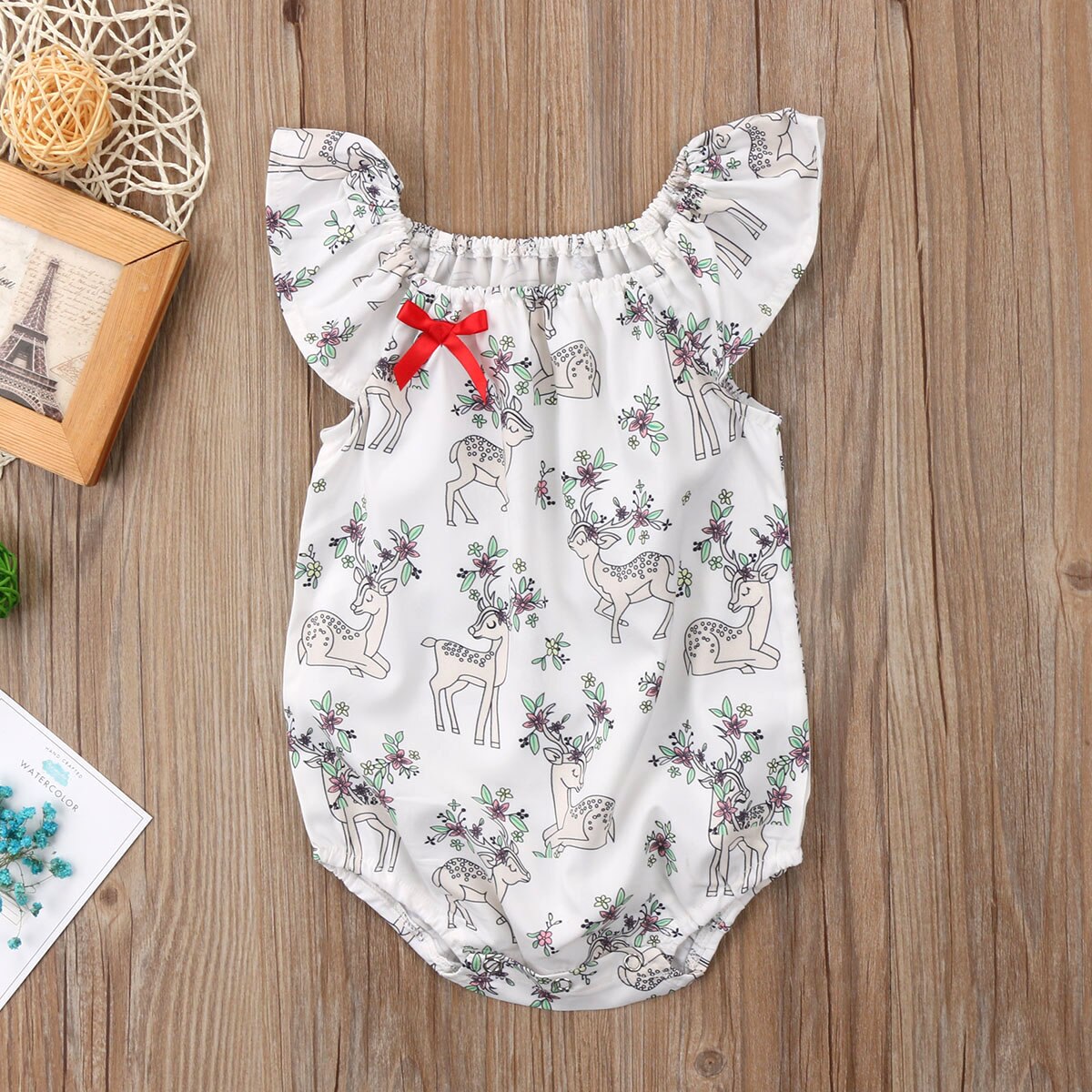 Baby zomerkleding pasgeboren kind babymeisje hertenkleding jumpsuit bodysuit zonnepak mouwloze outfit set