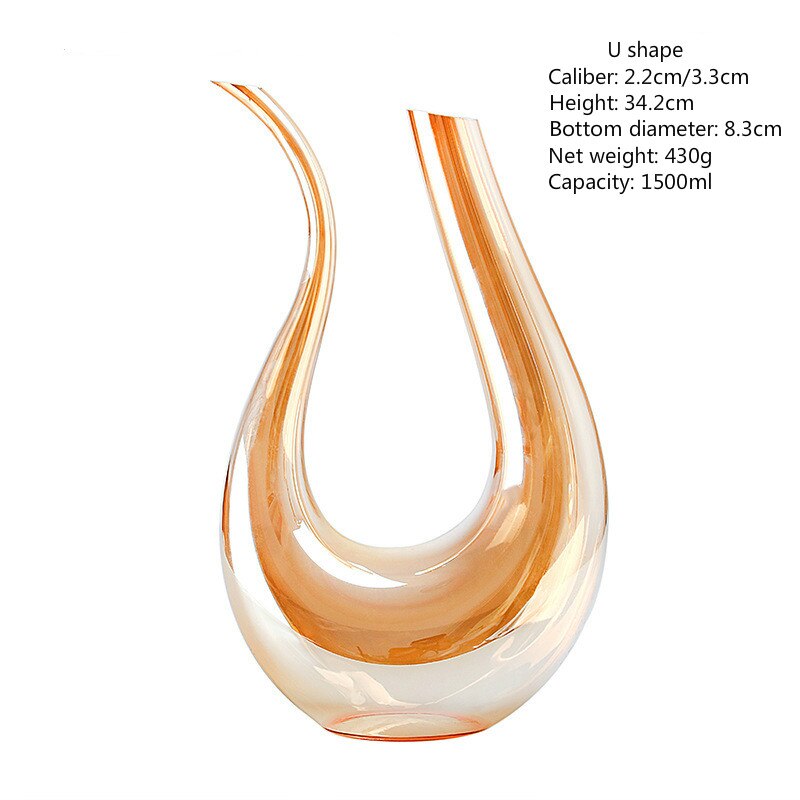 2 Stijlen 1500-2000Ml Wijn Decanter U-Vormige Dikbuikige-Vorm Creatieve Plating Goud Separator kristal Glas Wijn Schenker Bar: 1500