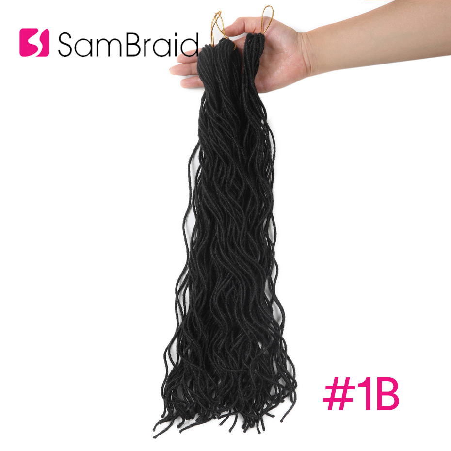 SAMBRAID Natural Faux Curly Locs Crochet Braids Curly Crochet Hair Extensions 20 Inch Soft Dreadlocks Hair Synthetic Hair: #1B / 3Pcs/Lot