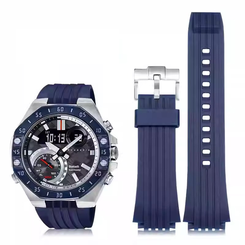 Correa de silicona ECB-10 para reloj Casio Edifice, pulsera de goma resistente al agua, con herramientas, ECB-10YP, ECB-10AT, ECB-950: Beige