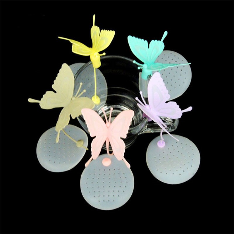 Infusor de té con de mariposa, Bolsa de colador de té, bolsa para hacer hojas sueltas, colador, café, especias, filtro de colores, herramienta de cocina