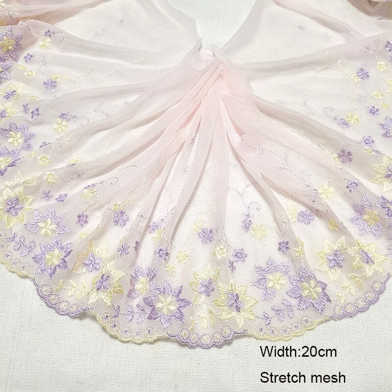 5 Yards 17-26cm Multicolor Mesh Embroidery Lace Trim Handmade DIY Needlework Sewing Doll Dress Clothing Material 150