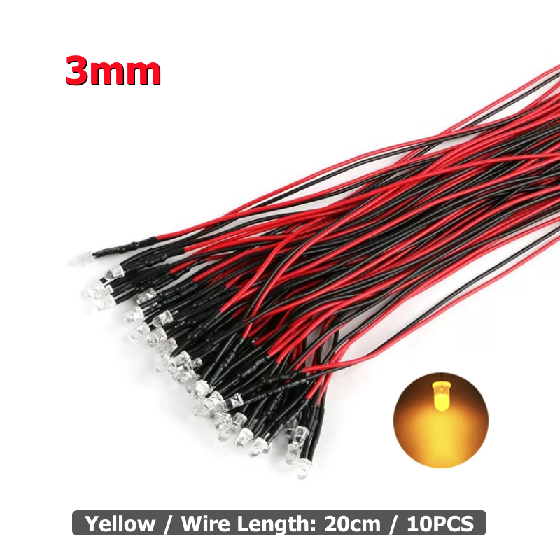 10 Uds. Luz LED de 3mm y 5mm 3V-12V rojo verde azul blanco lámpara piloto Multicolor para coche trepador de control remoto Traxxas TRX4 piezas de juguete axial: Rojo