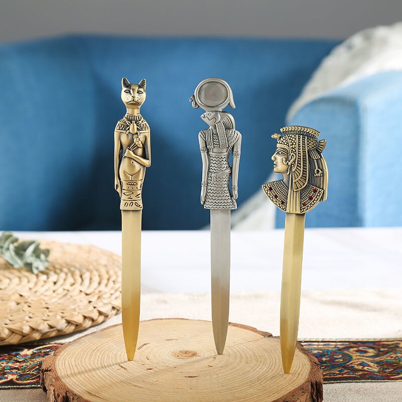 Creativo retrò piramide egizia faraone coltello antico bronzo in lega di zinco tagliacarte coltello di carta busta apri posta coltello