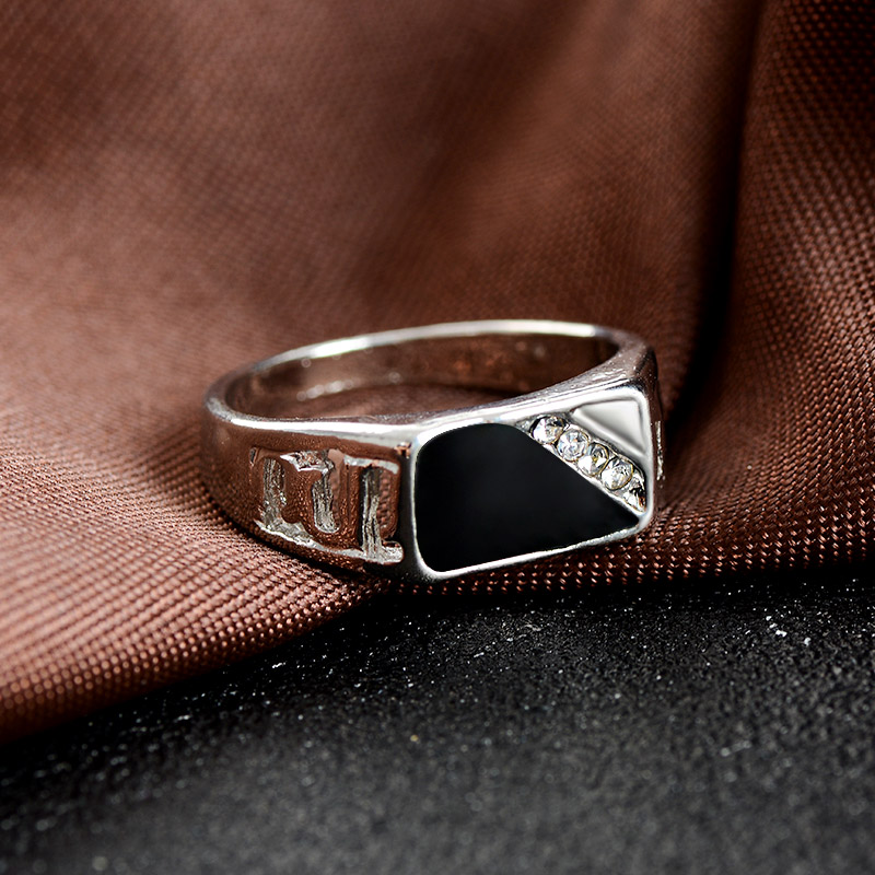 H: hyde Stijl Maat 7-12 Klassieke Goud-Kleur Strass Mannen Ring Zwart Emaille Mannelijke Vinger Ringen Beste selling Dy