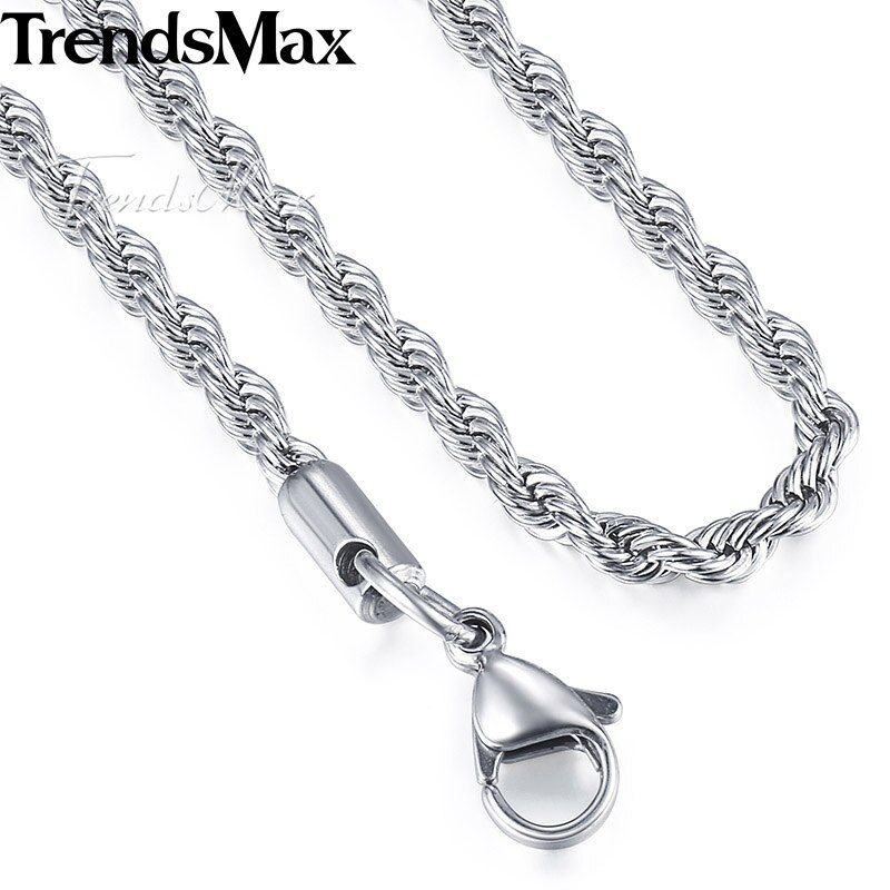 Mannen Vrouwen Gouden Ketting Ketting Touw Link Chain Zilver Goud Kleur Mode Hip Hop Sieraden Voor Mannen 2/3 Mm 55 Cm KGNM122