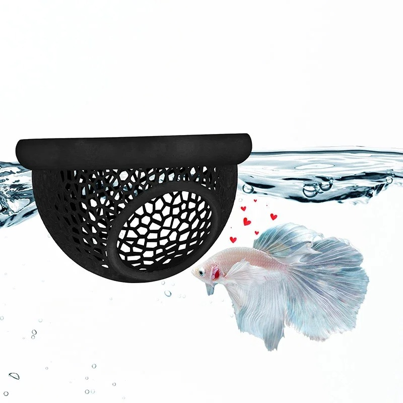 Aqaurium Floating Cave Fish Shrimp Hideout Shelter 3-in-1 Hammock Feeding Ring & Resting Spot for Betta Small Aquatic Pets: S / WHITE