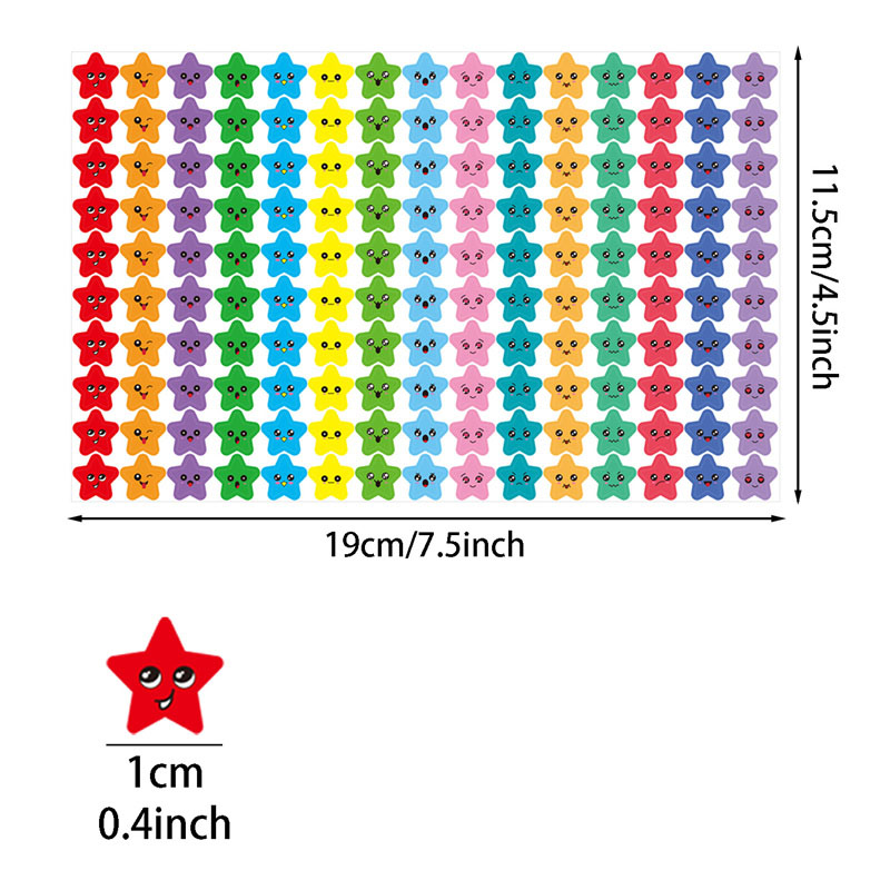 5-20sheets Kids Reward Stickers 15 Happy Smile Face Star Stickers Students Reward Chart Behavior Labels Scrapbook Crafts