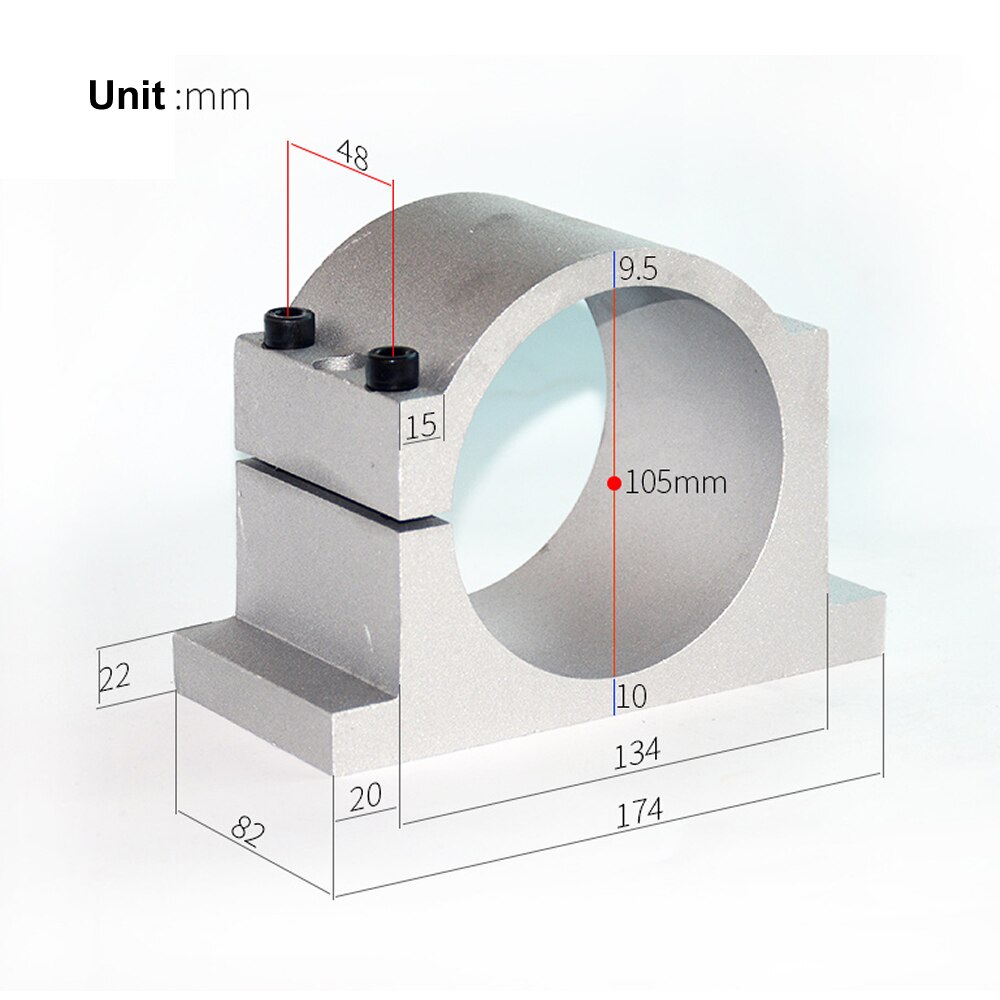 100MM 105MM CNC Spindle Motor Holder Mount Cast Aluminum Fixture Mounting Bracket Clamp for 4.5KW Water Cooled CNC Spindle Motor: Diameter 105mm