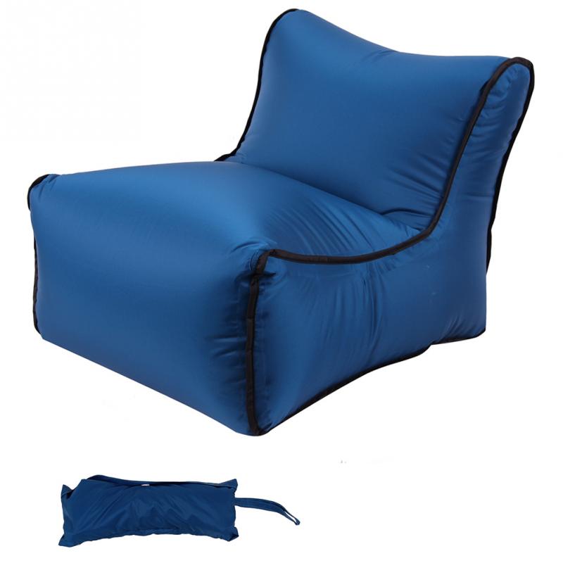 Bærbar sammenklappelig oppustelig sofa rejser doven pose sove strand vandtæt sovesofa luft udendørs campinglomme stol  #2: Marine blå