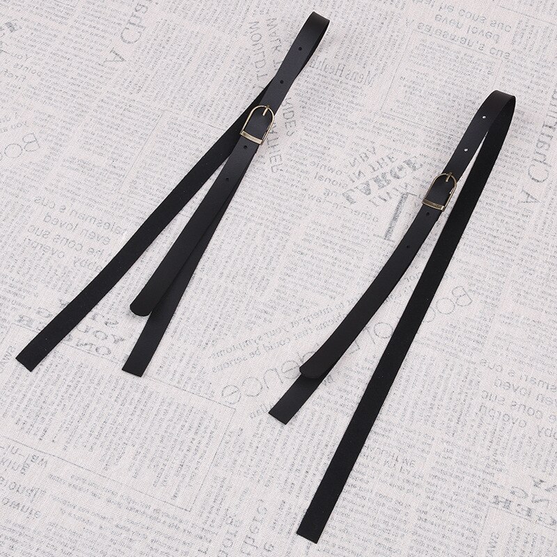 Tirantes de cuero para mujer y hombre, tirantes Unisex de 1,5 cm de ancho, tirantes negros, accesorios de ropa de 75cm
