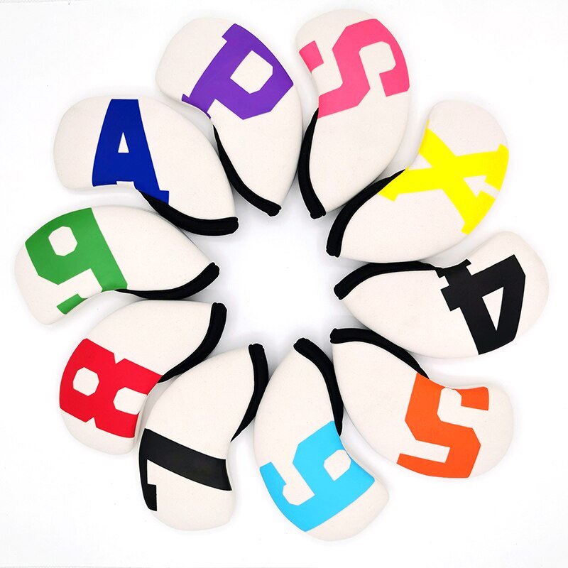 10pcs Set Neoprene Golf Club Iron Cover Sand Head Cover Protective Cap Cover Waterproof Golf Iron Head Covers Golf Accessories