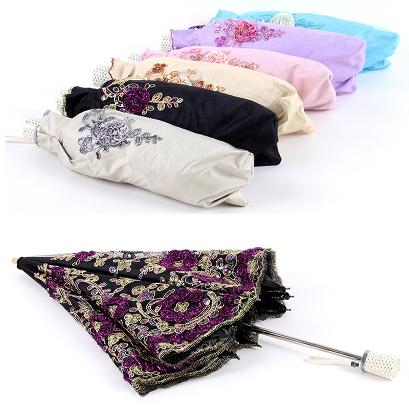 Paraguas de lluvia plegable de encaje para mujeres, sombrilla para chicas, sombrilla de actividad para boda, Paraguas Anti-UV a prueba de agua, Paraguas Guarda chuva sombrbrinha
