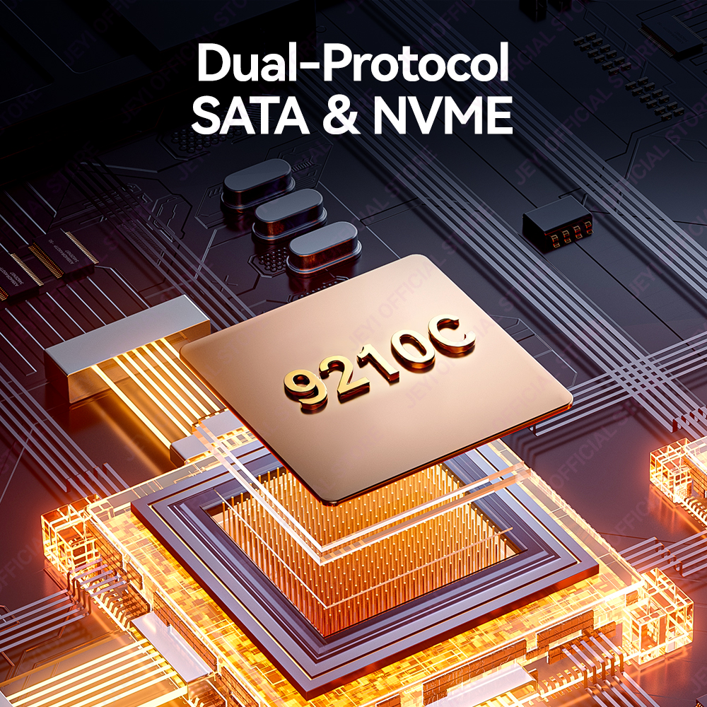 JEYI M.2 SSD Aluminum Enclosure with NVMe/SATA Dual-Protocol support | USB 3.2 10Gbps|Supports 2230/42/60/80 SSDs | UASP+TRIM