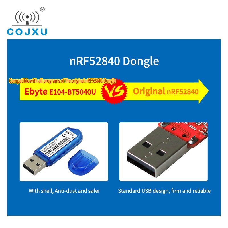 E104-BT5040U USB BLE Dongle nRF52840 2360-2500MHz 8dBm 250m Range 5V BLE 4.2 and BLE 5.0 PCB Antenna USB Bluetooth Dongle