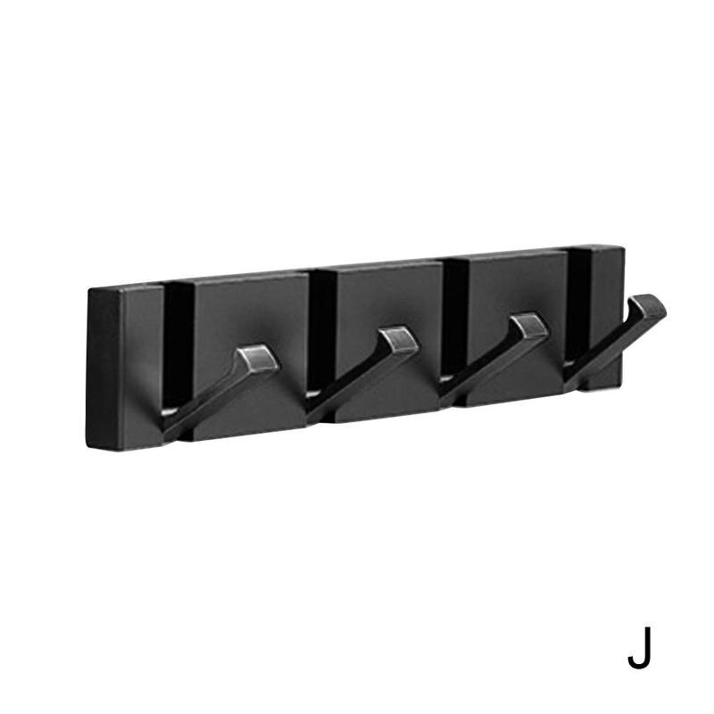 Porte-serviettes pliant, 2 voies d'installation, crochets muraux, porte-vêtements pour salle de bains, cuisine, chambre à coucher, couloir, noir, or: J