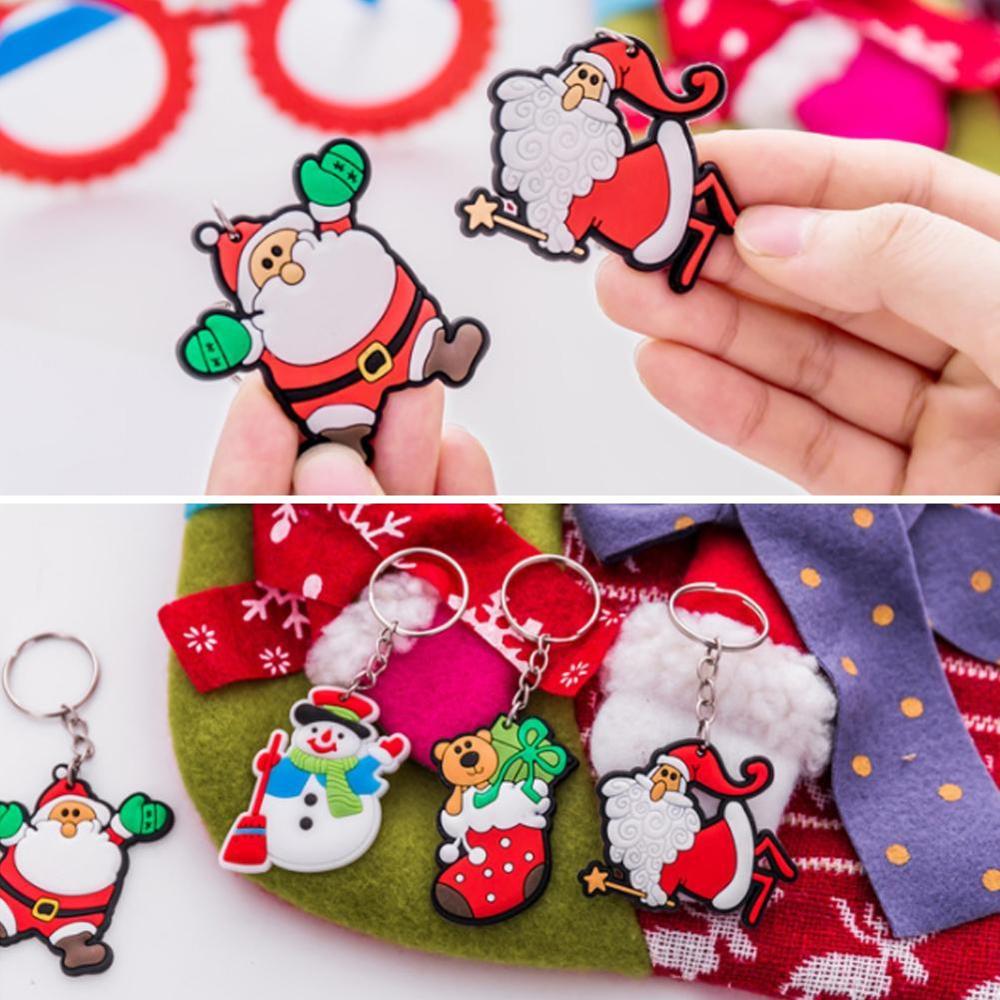 2pc kerst sleutelhangers cartoon kerstman kerstsieraden voor mannen vrouwen claus sneeuwpop sleutelhanger penda  x8 u 8