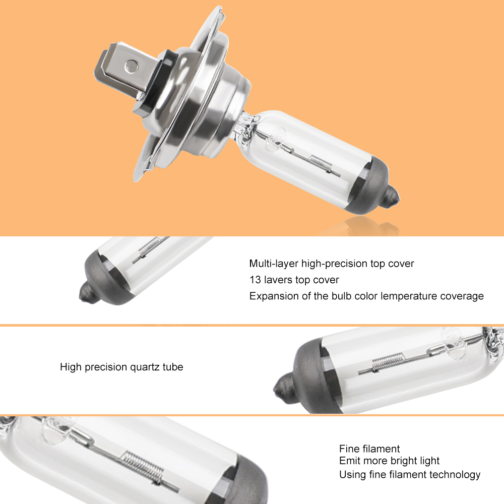 10 Pcs H7 Halogen Headlight Bulb 6000K Warm White Car Light Bulb Headlight 55W 12V Car Headlight Bulbs Halogen Car Light Parts
