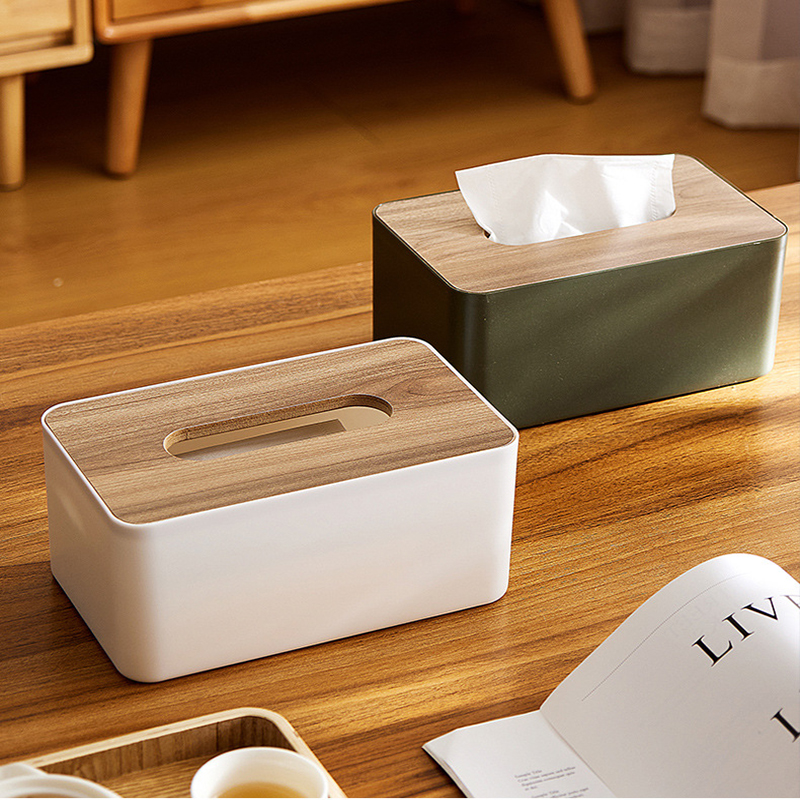 Living Room Desktop Japanese Bamboo And Wood Tissue Box Simple Drawing Paper Box Household Multi-Functional Storage Box