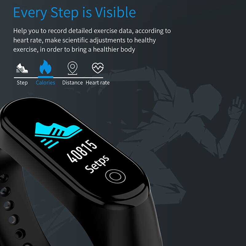 Sport skridttæller smart ur vandtæt fitness tilbehør tracker pulsmåler kvinder ur stilfuldt sports smart ur