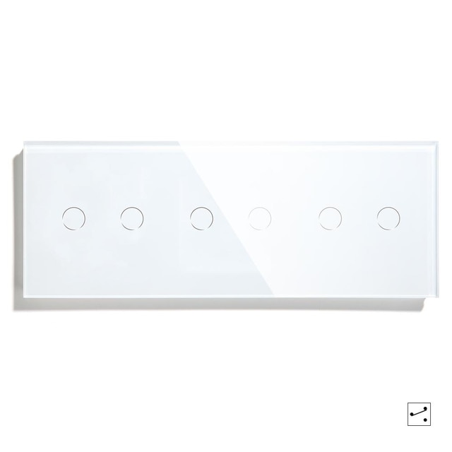 Bseed 6 Gang Touch Dimmer 228mm Light Dimmer Switch Crystal Class Panel Switch White Black: White
