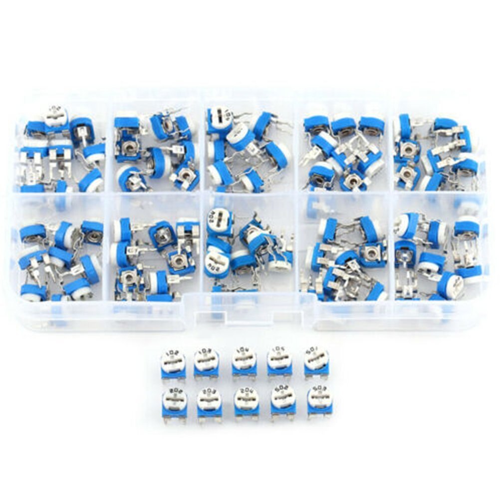 100Pcs RM065 Trimpot Potentiometer Assortiment Kits 10 Waarden Variabele Weerstand Verticale Verstelbare Weerstand Kit