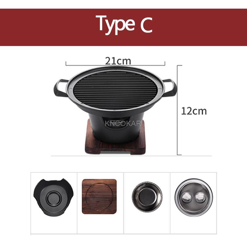 Mini Bbq Grill Alcohol Kachel Home Rookloze Barbecue Grill Bbq Plaat Draagbare Roosteren Vlees Gereedschap Voor Outdoor Home: Type C