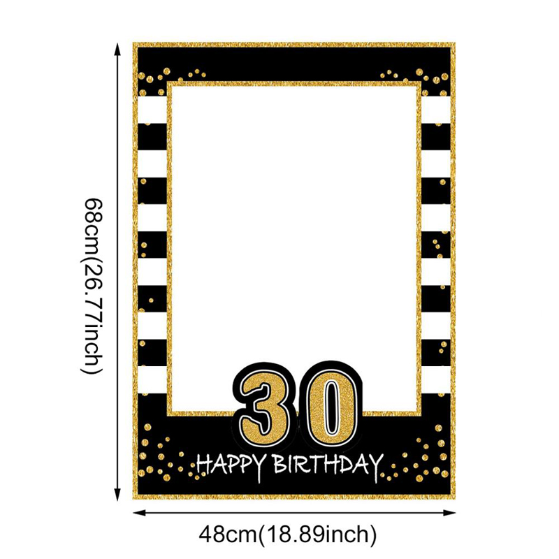 Marco de fotomatón para selfis de cumpleaños, accesorios de 1/16/21/25/30/40/50/60 años de edad, foto de cumpleaños para adultos, suministros para de boda, 68x48cm