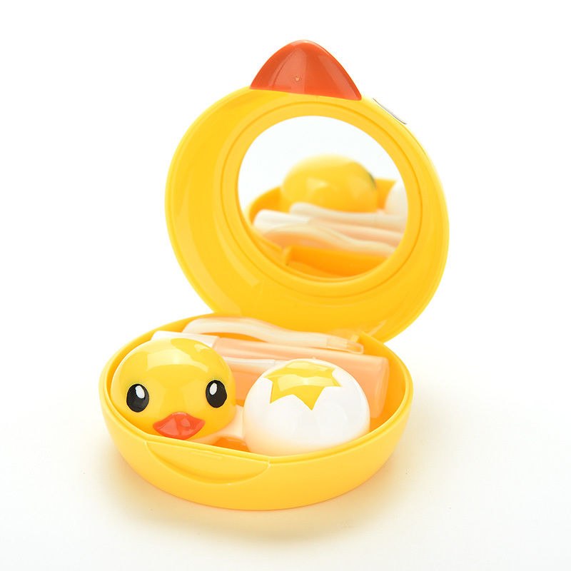 Søt gul 1 sett duck reisebriller plast kontaktlinser boks beholder reise kontaktlinse etui øyepleie kit holder: Default Title