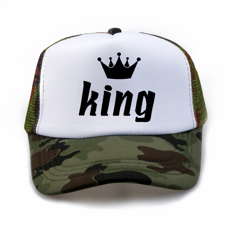 king queen cap crown Print baseball Caps Men Women Summer Visor Snapback Hat White Black Lover Trucker bone: Purple