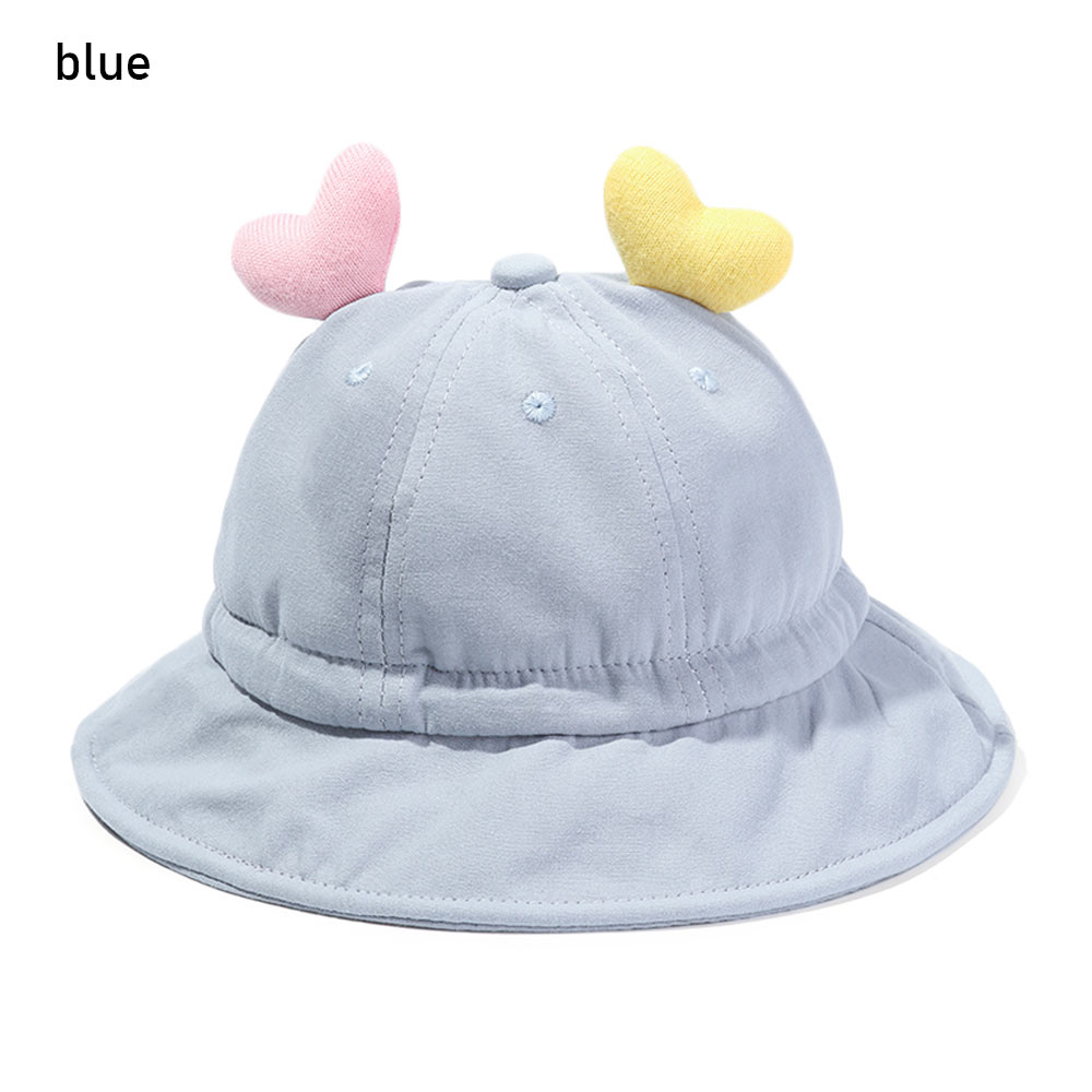 Sombrero de sol con corazón de amor para bebé, gorro de Sol para bebé de 6 a 24 meses, protección UV para primavera y verano, gorra de playa portátil: blue
