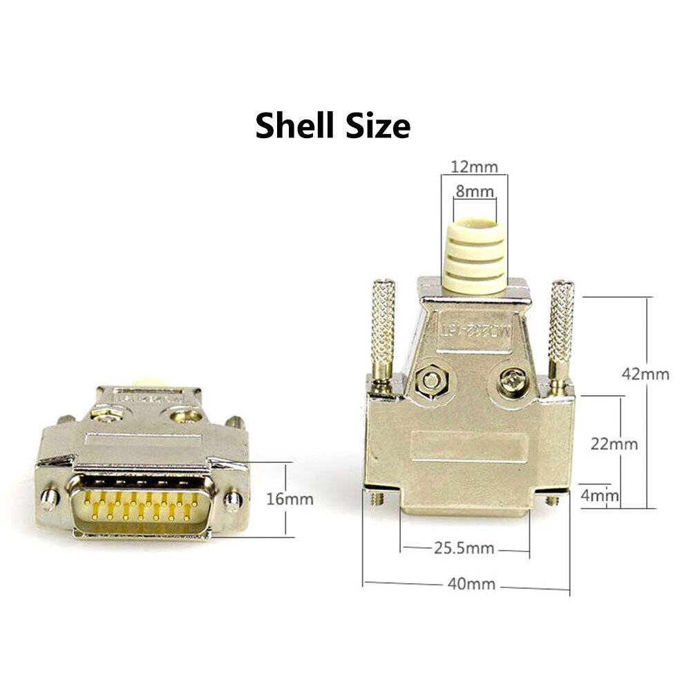 DB15 Mannelijke Plug/Vrouwelijke Socket Metalen Shell Kit 2 Rijen 15 Pin Serial Port Connector Socket D-SUB15 Adapters