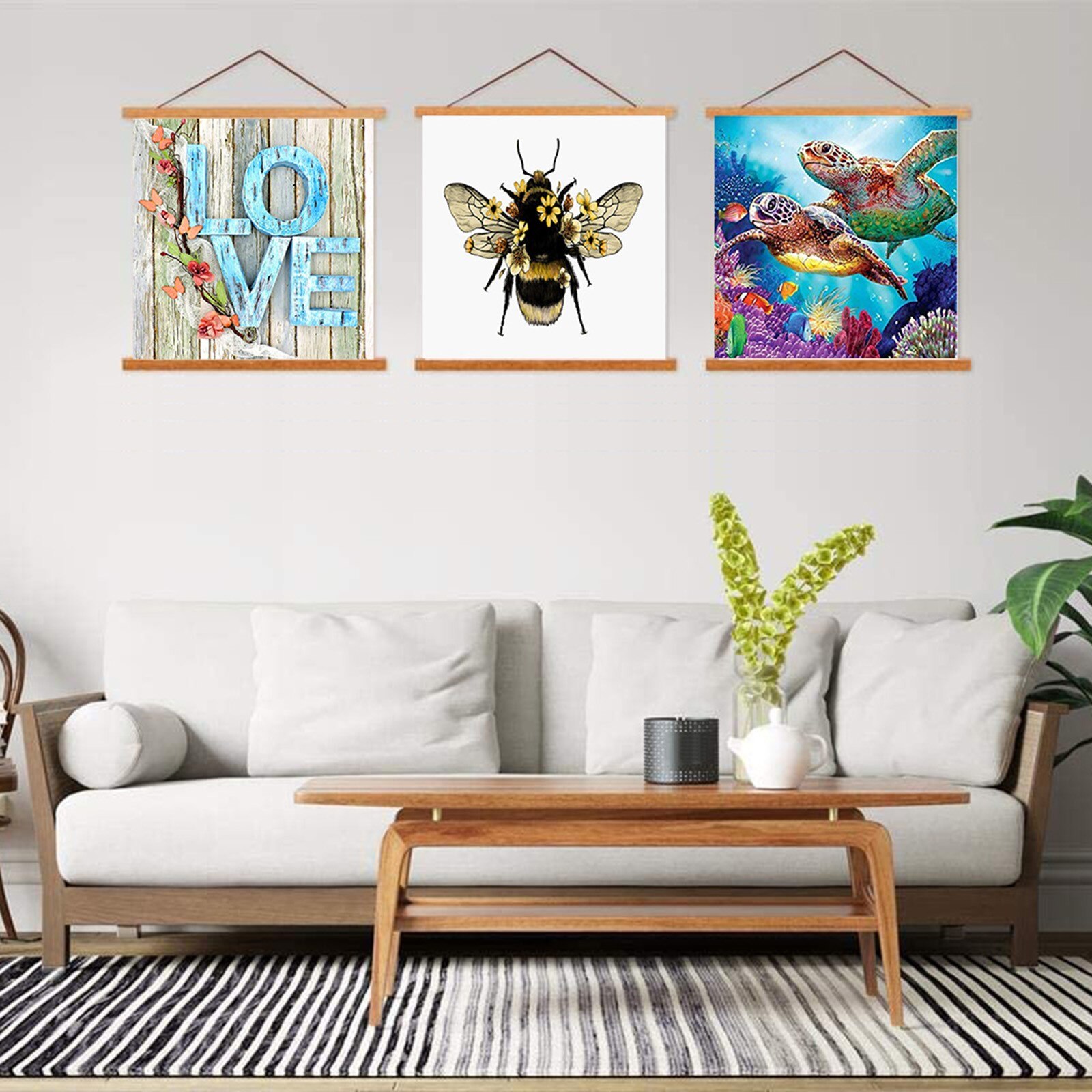 4 # Magnetische Diy Hout Poster Frame Teak Grenen Foto Hangers Opknoping Kit Foto Canvas Prints Kunstwerk Kamer Interieur Thuis decor