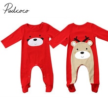 Baby Spring Autumn Clothing Christmas Newborn Kids Baby Boys Girls Footies Pants Deer Outfit Set Long Sleeve Clothes